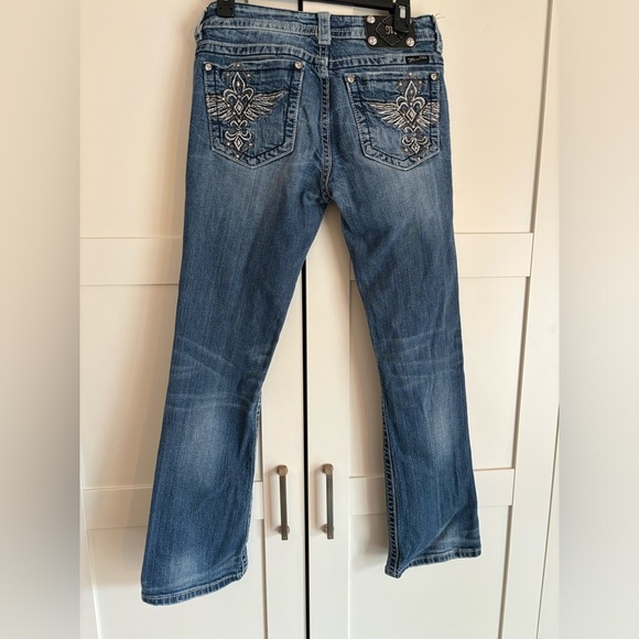 Women's Miss Me Jeans Size 31 Bootcut Jeans JE5321BR Rhinestones - Picture 2 of 5